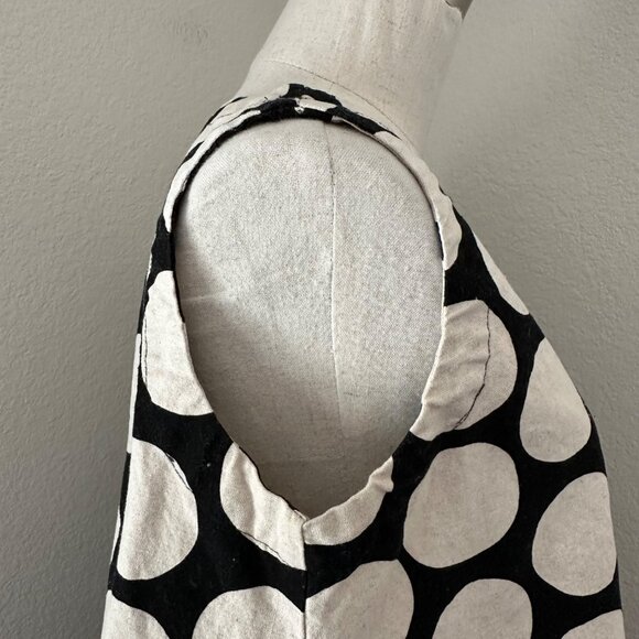 Eleven Stitch Design Pullover Bubble Short Dress Sleeveless Flax Blend Beige Pol - Picture 5 of 12